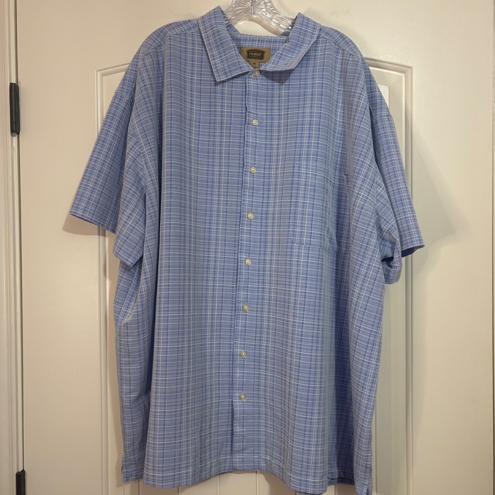 The Foundry Supply Co. Bundle Mens 4XL Button Down Polo Shirt Short Sleeve Blue‎ - Picture 2 of 15